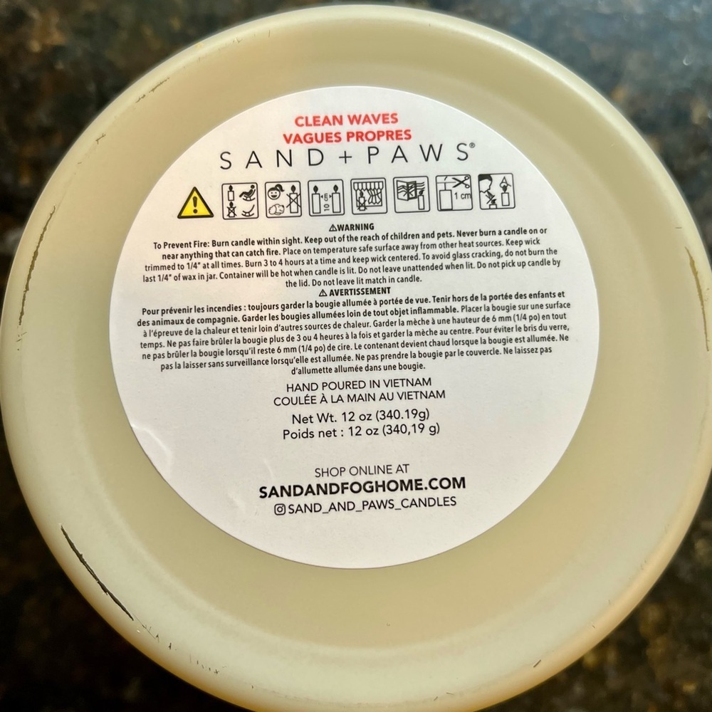 Sand + Paws Clean Waves Candle 12 oz – French Bulldog Lid frenchie dog – New​​ - Picture 6 of 7